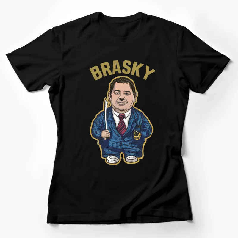 Vintage Inspired Brasky Cartoon T-Shirt, Funny Character Tee, Unique Graphic Design Shirt, Gift for Him Female T-Shirt