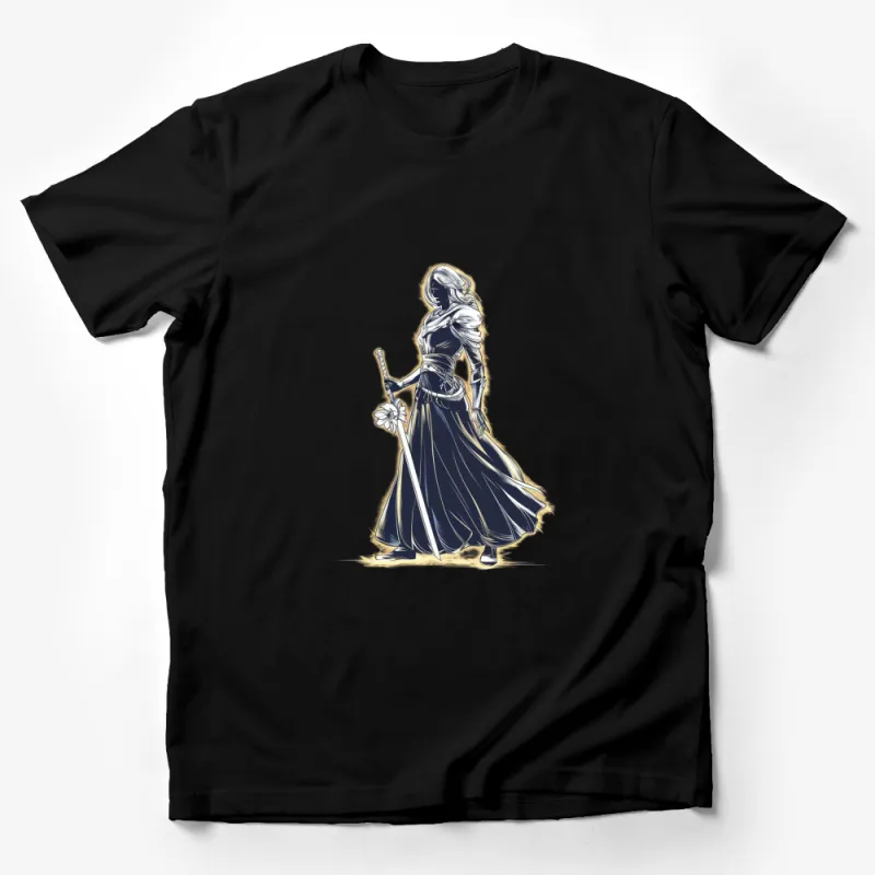 Elegant Medieval Fantasy Sorceress Graphic T-Shirt, Women's Fantasy Art Tee, Unique Witch Design Male T-Shirt