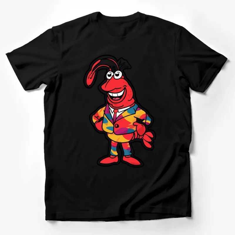 Colorful Cartoon Lobster T-Shirt, Fun Sea Creature Graphic Tee, Unisex Adult and Kids Sizes Male T-Shirt