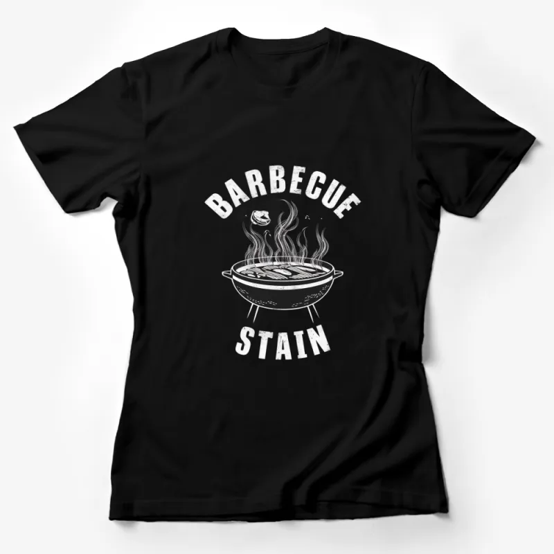 Barbecue Stain Graphic T-Shirt, Unisex BBQ Lover Tee, Summer Grill Party Shirt, Black and White Design Female T-Shirt