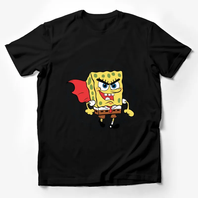 Superhero Sponge Cartoon Character T-Shirt, Funny Adult and Kids Tee, Comic Book Style Shirt Male T-Shirt