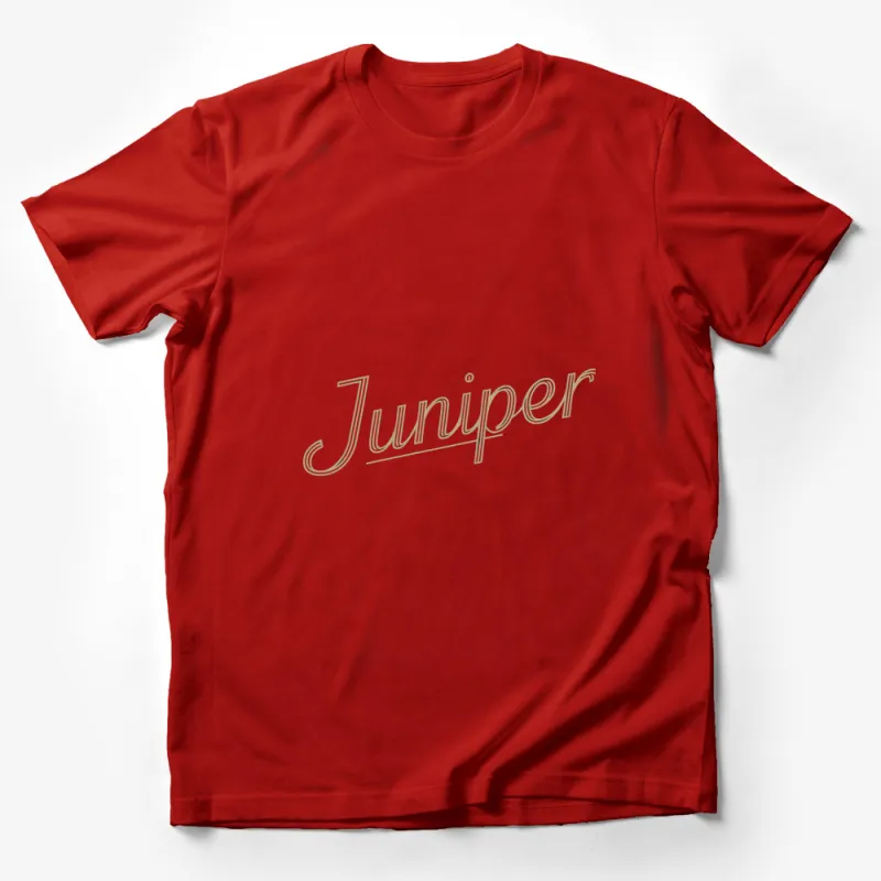 Elegant Juniper Script T-Shirt, Minimalist Text Design, Neutral Color Tee, Unisex Fashion Male T-Shirt