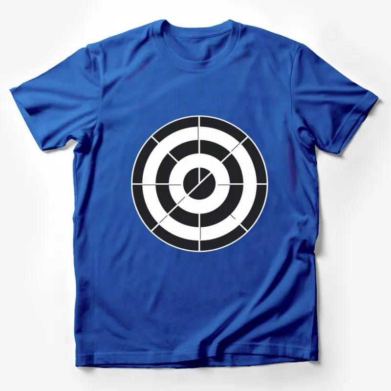 Black and White Target Circle Graphic T-Shirt, Modern Minimalist Design Tee, Unisex Apparel Male T-Shirt