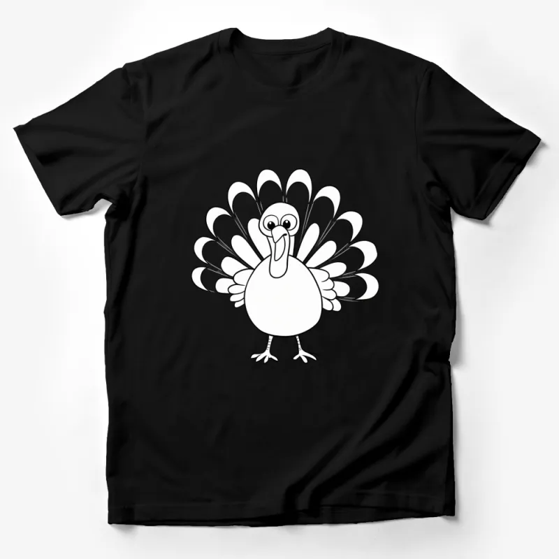 Funny Turkey Cartoon Graphic T-Shirt, Thanksgiving Holiday Tee, Men Women Kids, Black Male T-Shirt