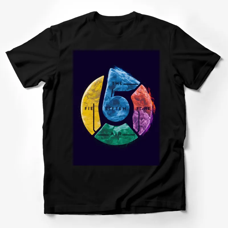 Colorful Elements T-Shirt, Vibrant Earth, Air, Fire Design, Unisex Graphic Tee Male T-Shirt