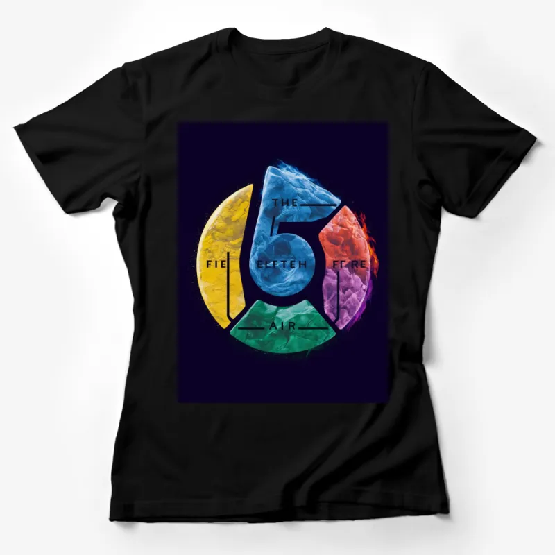 Colorful Elements T-Shirt, Vibrant Earth, Air, Fire Design, Unisex Graphic Tee Female T-Shirt