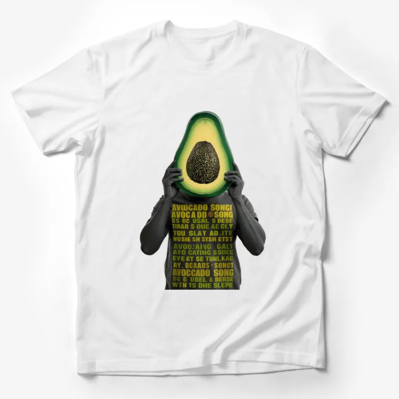 Avocado T-Shirt, Funny Vegan Tee, Unisex Fruit Graphic Shirt, Bold Avocado Head Design, Green and Yellow Male T-Shirt