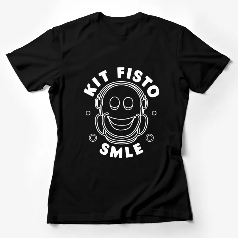 Kit Fisto Smile Graphic T-Shirt, Unique Character Design Tee, White on Black Shirt, Unisex Female T-Shirt