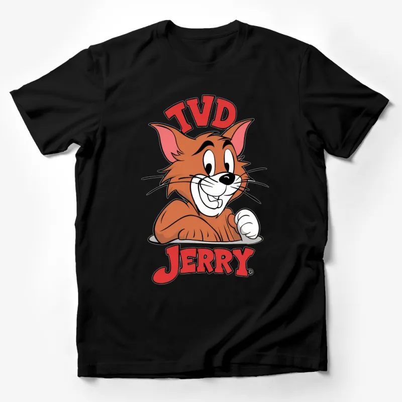 Jerry Cartoon Character T-Shirt, Classic TVD Animation, Red and Orange Apparel Male T-Shirt