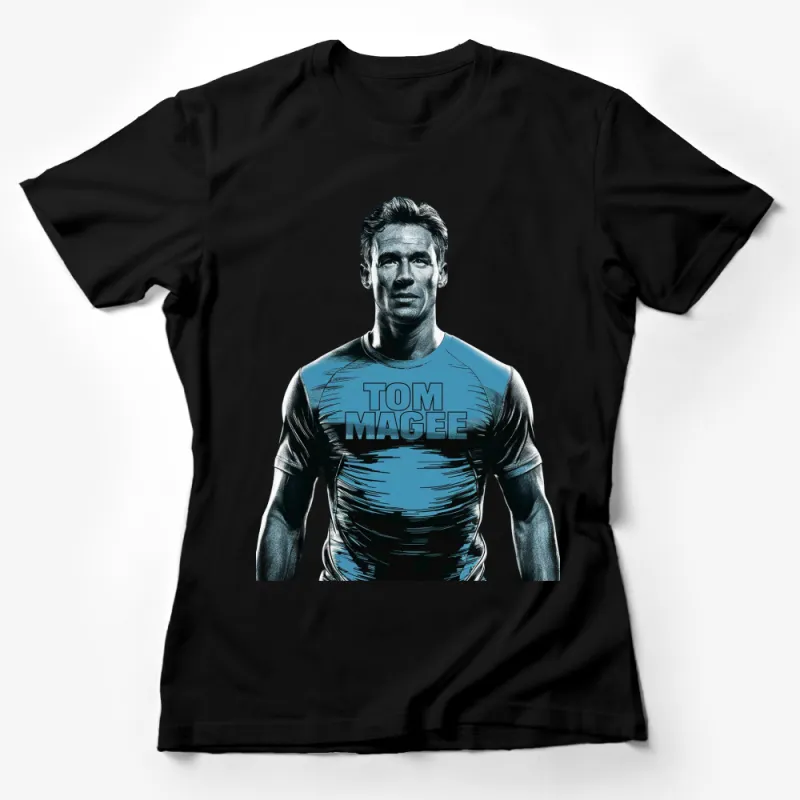 Tom Magee Graphic T-Shirt, Blue Athletic Men's Tee, Fitness Illustration, Unique Sports Apparel Female T-Shirt