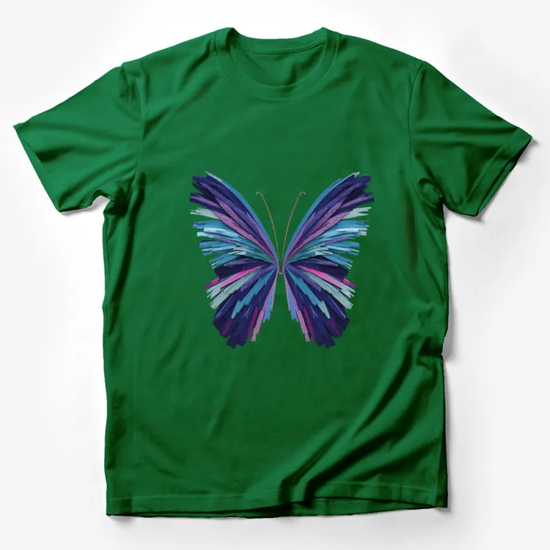 Colorful Butterfly T-Shirt, Vibrant Artistic Design, Summer Tops, Casual Wear for All, Unique Gift Idea Male T-Shirt