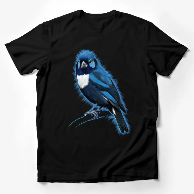 Blue Bunting Bird T-Shirt, Vibrant Wildlife Art, Nature-Inspired Casual Wear, Unisex Adult Sizes Male T-Shirt