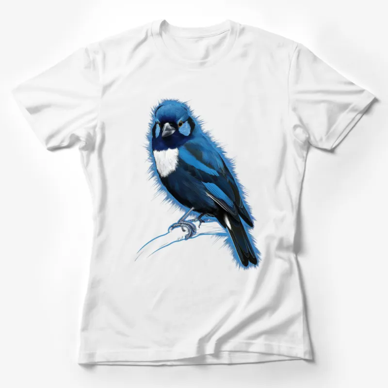 Blue Bunting Bird T-Shirt, Vibrant Wildlife Art, Nature-Inspired Casual Wear, Unisex Adult Sizes Female T-Shirt