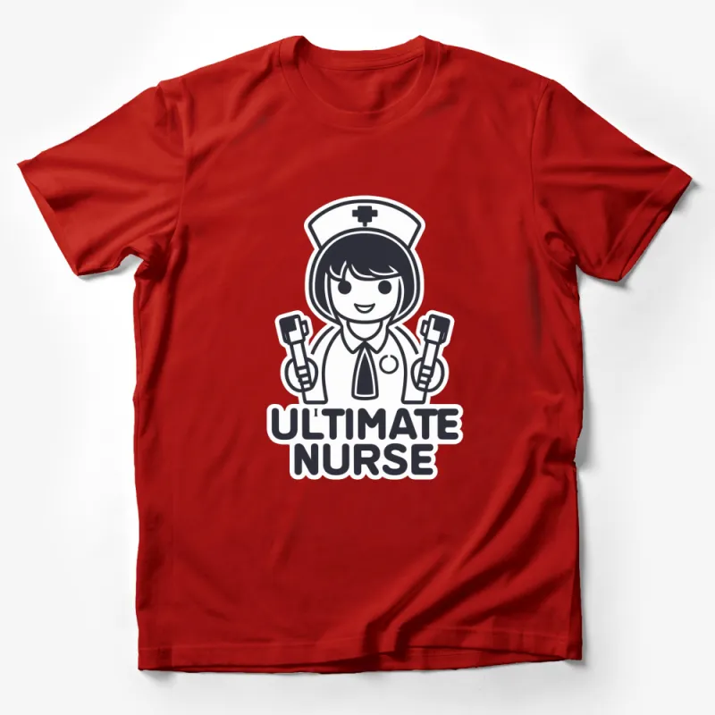 Ultimate Nurse T-Shirt, Cartoon Nurse Graphic Tee, Black and White Nursing Shirt, Medical Professional Apparel Male T-Shirt