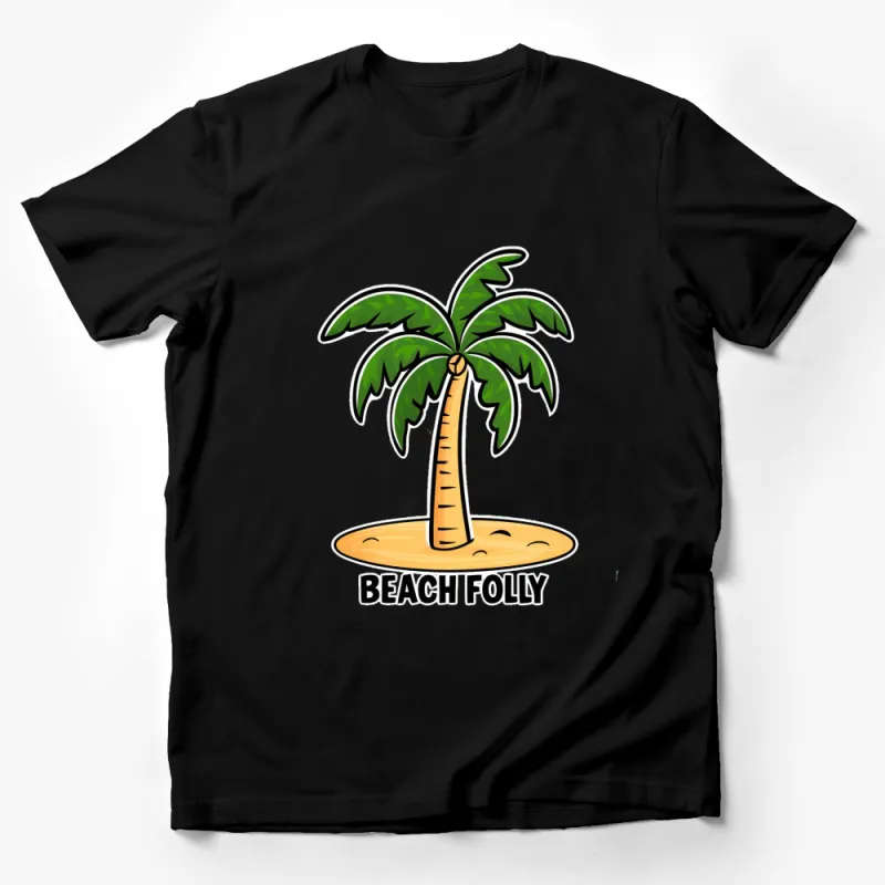 Tropical Beach Folly Palm Tree Design T-Shirt, Summer Casual Wear, Unisex Graphic Tee Male T-Shirt