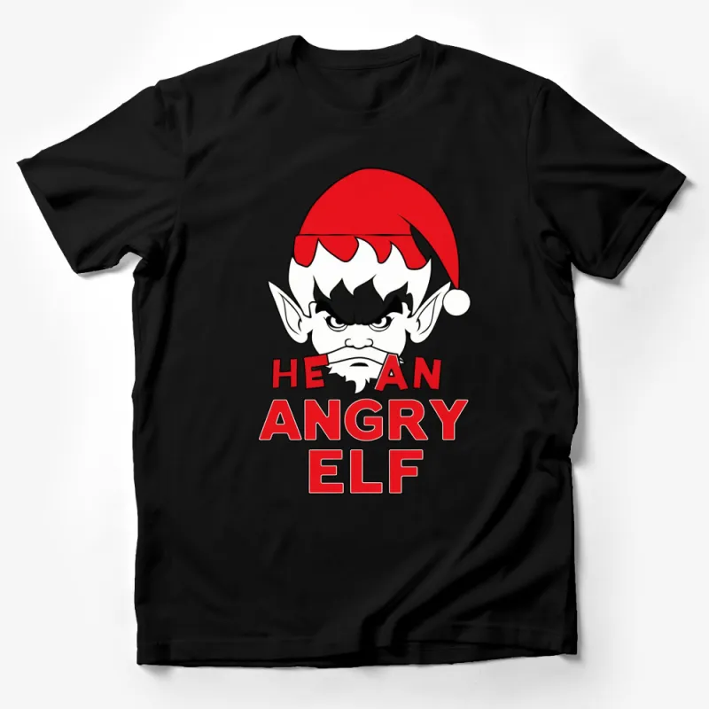 Angry Elf Christmas T-Shirt, Funny Holiday Tee, Santa's Helper, Festive Winter Apparel, Gift Idea Male T-Shirt