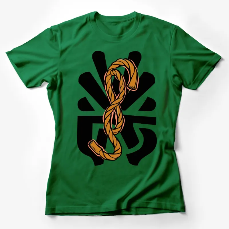 Vintage Celtic Knot Graphic T-Shirt, Unique Twisted Rope Design Tee, Black and Orange Unisex Shirt Female T-Shirt