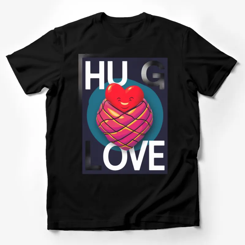 Colorful Heart Hug Love Graphic T-Shirt, Cute Valentine's Day Tee, Unisex Love Heart Shirt, Romantic Gift Idea Male T-Shirt