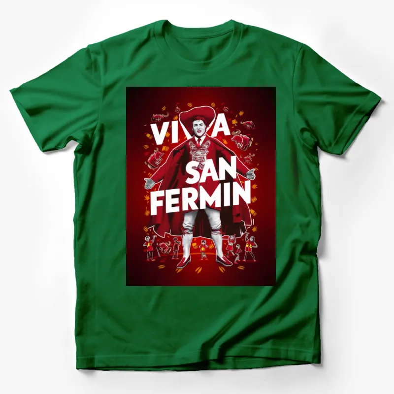 Viva San Fermin Graphic T-Shirt, Red Pamplona Bull Run Festival Tee, Unique Unisex Festival Clothing, Casual Art Shirt Male T-Shirt