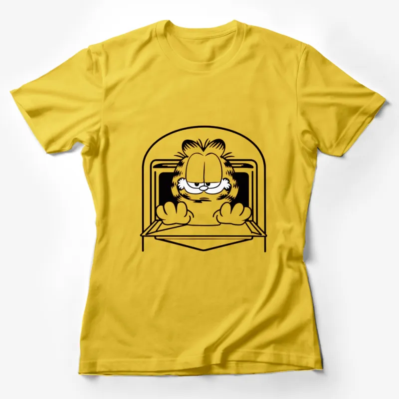 Cartoon Cat Coming Out of TV Graphic T-Shirt, Funny Character Unisex Tee, Pop Culture Shirt Female T-Shirt