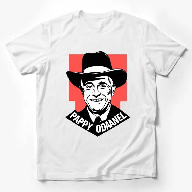 Vintage Pappy O'Daniel Hat Graphic T-Shirt, Black and White Portrait, Classic Fedora Style Tee Male T-Shirt