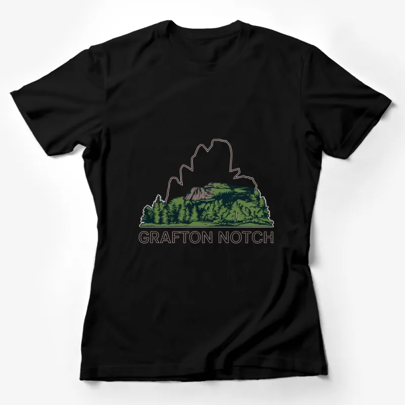 Grafton Notch Mountain Scene Graphic T-Shirt, Nature Inspired Outdoor Apparel Female T-Shirt