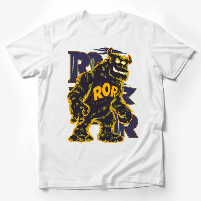 Monster ROR College Mascot T-Shirt, Bold Graphic Design, Retro Style Tee Male T-Shirt