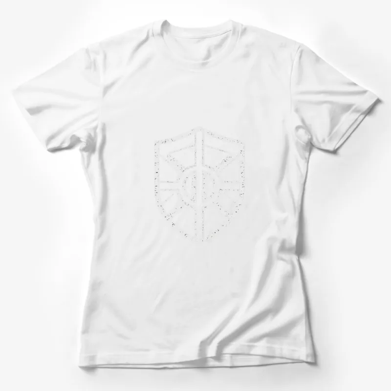 Vintage Shield Design T-Shirt, Aesthetic Black and White Graphic Tee, Unisex Fashion Top Female T-Shirt