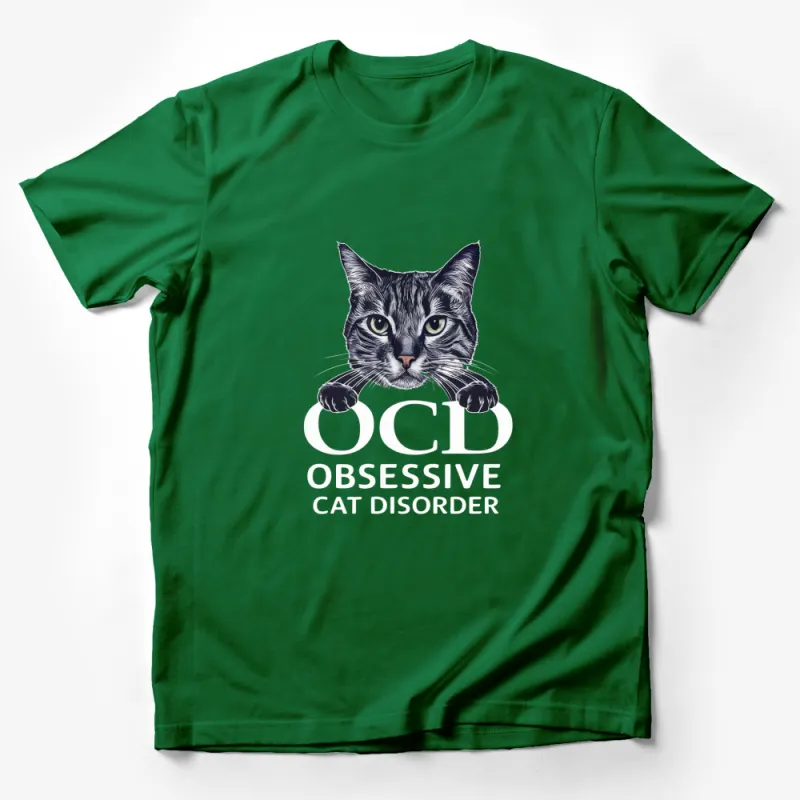 OCD Obsessive Cat Disorder Funny T-Shirt, Cat Lover Graphic Tee, Unisex Cat Face Shirt, Pet Owner Gift Idea Male T-Shirt