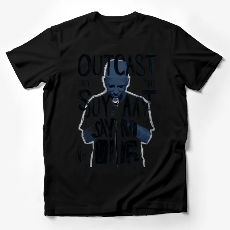 Outcast by NF Inspired T-Shirt, Artistic Hip Hop Graphic Tee, Cool Music Fan Apparel Male T-Shirt