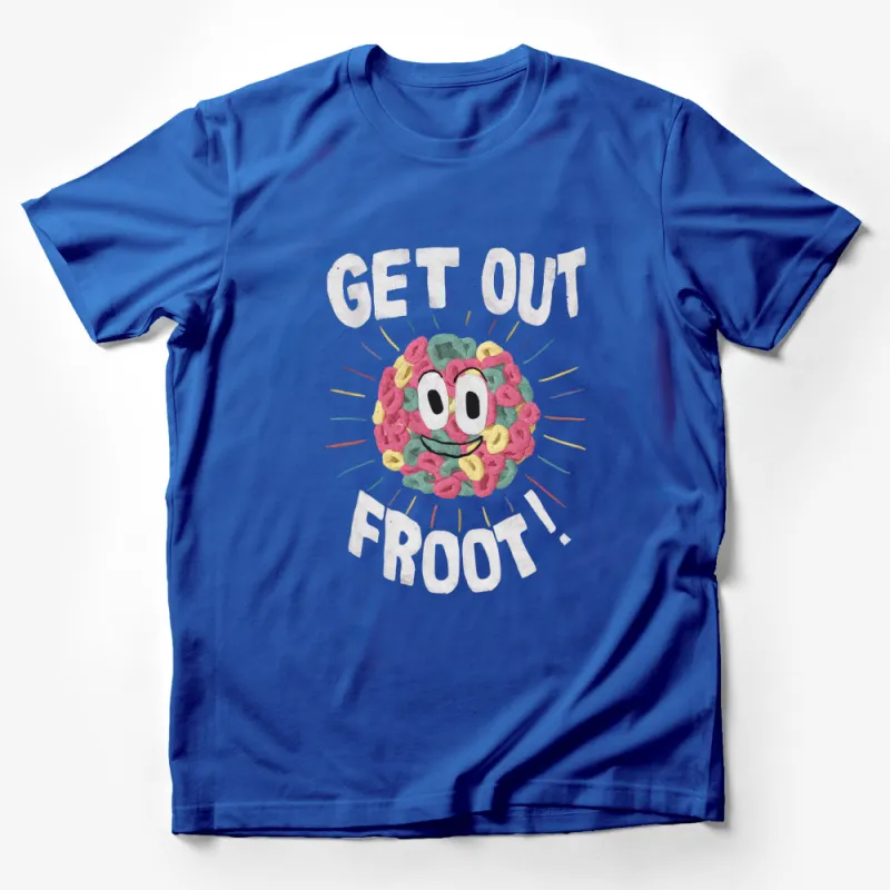 Colorful Get Out Froot Cereal Brain Cartoon Graphic T-Shirt, Unique Funny Tee Male T-Shirt