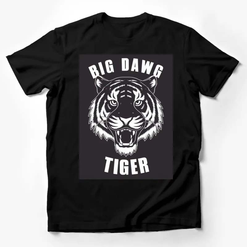 Big Dawg Tiger Graphic T-Shirt, Bold Black and White Animal Print, Unisex Casual Wear Male T-Shirt