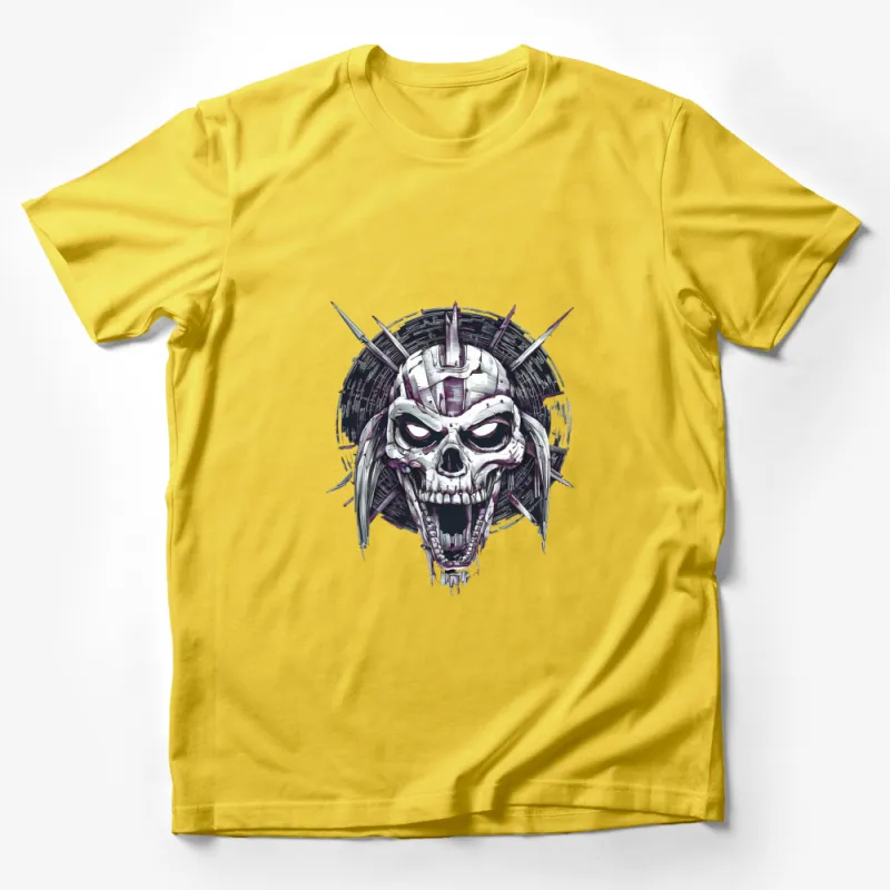 Men's Graphic T-Shirt, Metallic Skull Design, Edgy Streetwear, Punk Rock Style, Unique Urban Fashion, Cool Casual Wear Male T-Shirt