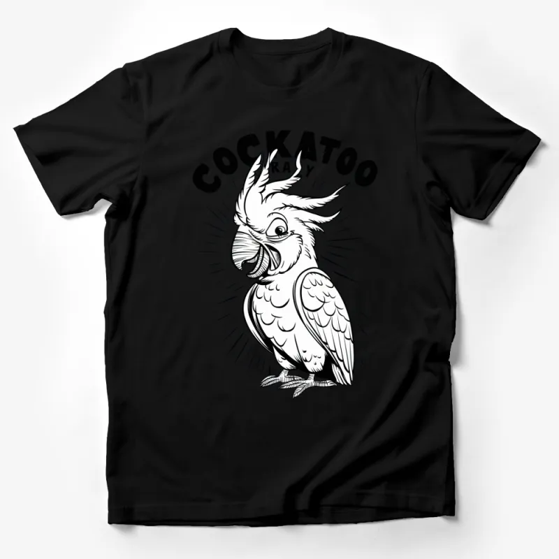 Cockatoo Bird Line Art T-Shirt, Stylish Black and White Graphic Tee, Bird Lover Casual Wear Male T-Shirt