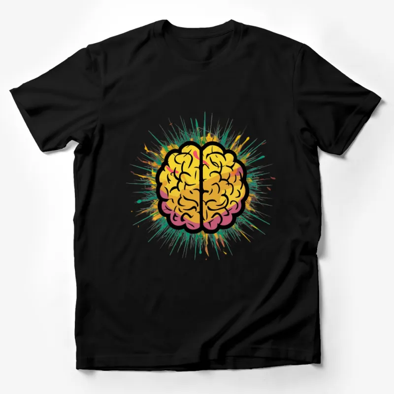 Colorful Brain Design T-Shirt, Graphic Tee, Creative Mind Art, Unisex Apparel Male T-Shirt