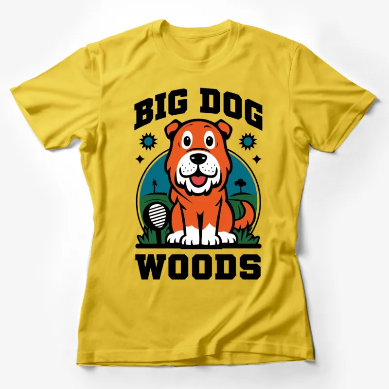 Big Dog Woods Cartoon Orange Bulldog Golf T-Shirt, Funny Cute Dog Tee for All Ages Female T-Shirt