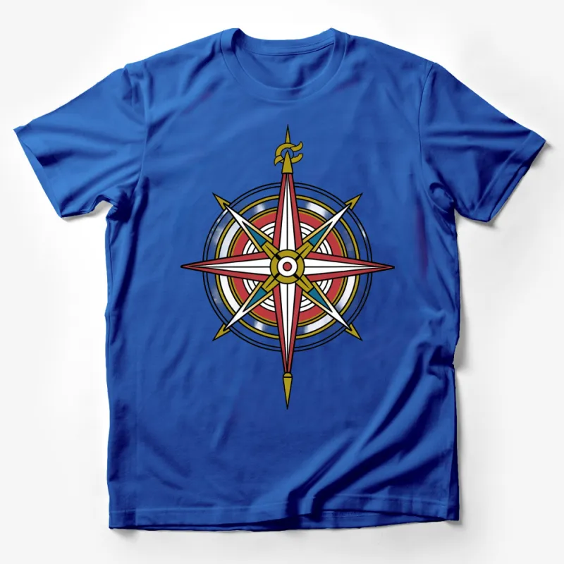 Vintage Compass Rose Design T-Shirt, Nautical Navigate Graphic Tee, Unisex Fashion Male T-Shirt