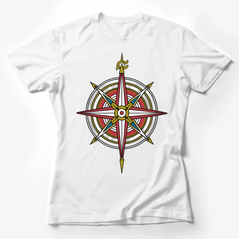 Vintage Compass Rose Design T-Shirt, Nautical Navigate Graphic Tee, Unisex Fashion Female T-Shirt