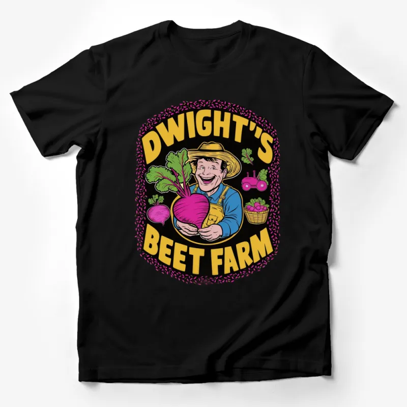 Dwight's Beet Farm Graphic Tee, Colorful Farming Illustration, Unique Farmer's T-Shirt Design Male T-Shirt