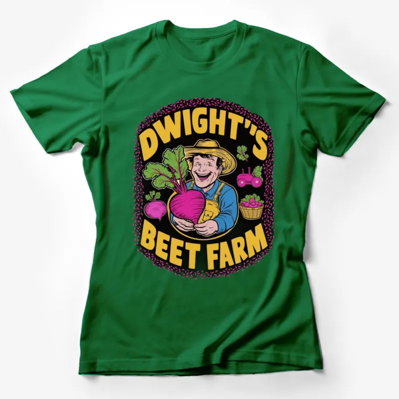 Dwight's Beet Farm Graphic Tee, Colorful Farming Illustration, Unique Farmer's T-Shirt Design Female T-Shirt