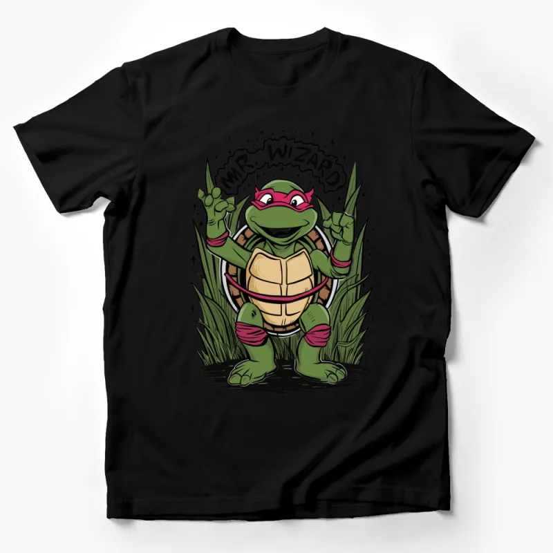 Mr. Wizard Turtle T-Shirt, Cool Comic Turtle with Magic Wand, Youth and Adult Sizes Available Male T-Shirt