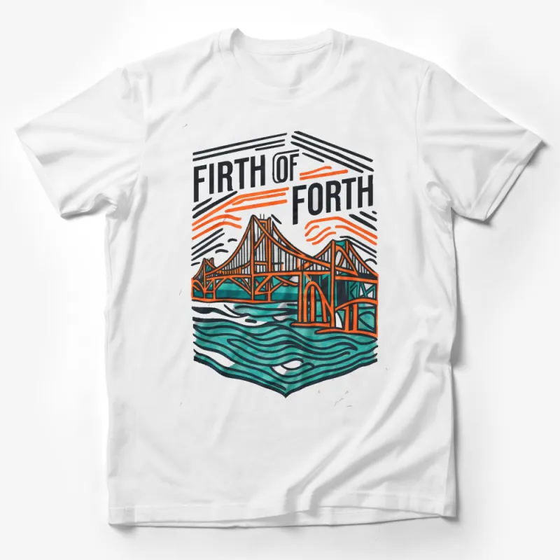 Firth of Forth Bridge Graphic T-Shirt, Colorful Architectural Design, Unisex Tee Male T-Shirt