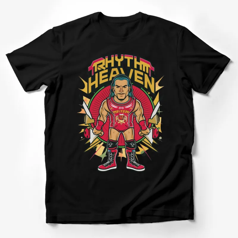 Rhythm Heaven Wrestler T-Shirt, Vintage Style Graphic Tee, Retro Gaming Merch, Bold Wrestler Design Male T-Shirt