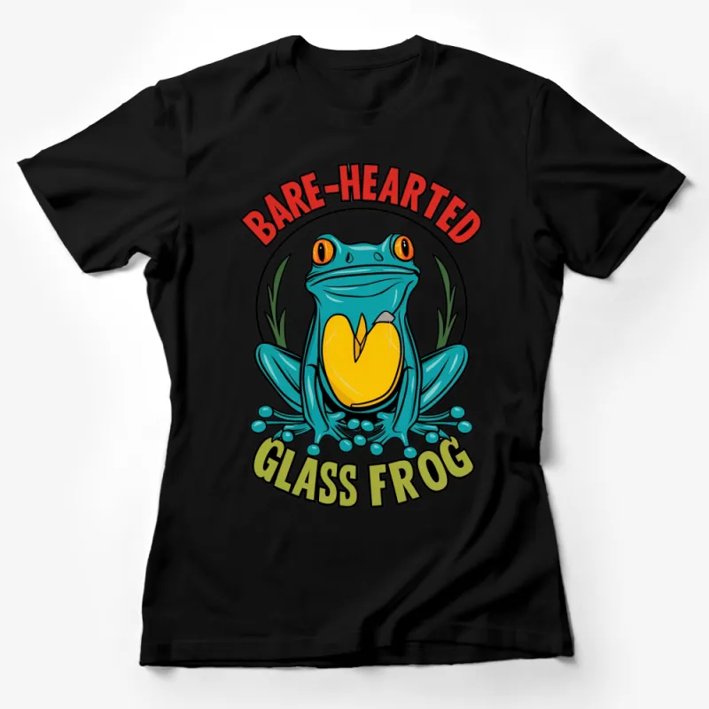 Bare-Hearted Glass Frog T-Shirt, Colorful Frog Graphic Tee, Nature Lover Shirt, Unique Amphibian Design Female T-Shirt