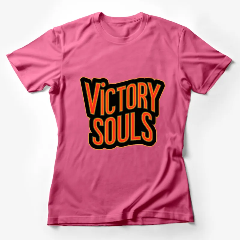 Victory Souls Bold Text Graphic T-Shirt, Retro Style Colorful Design Tee Female T-Shirt