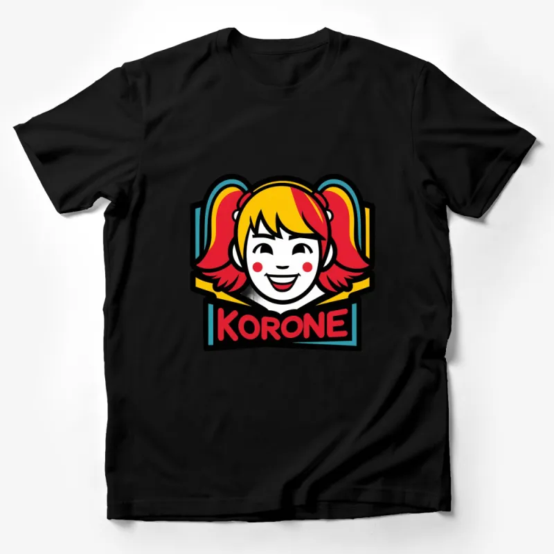 Korone-Inspired Anime T-Shirt, Colorful Cartoon Character Design, Casual Wear for All Ages Male T-Shirt