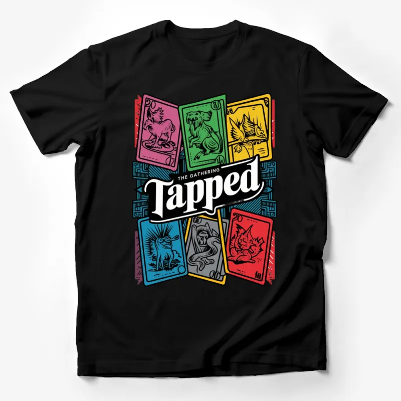 Tapped The Gathering Vintage Card Game T-Shirt, Colorful Retro Style Gamer Tee, Unique Graphic Design Shirt Male T-Shirt