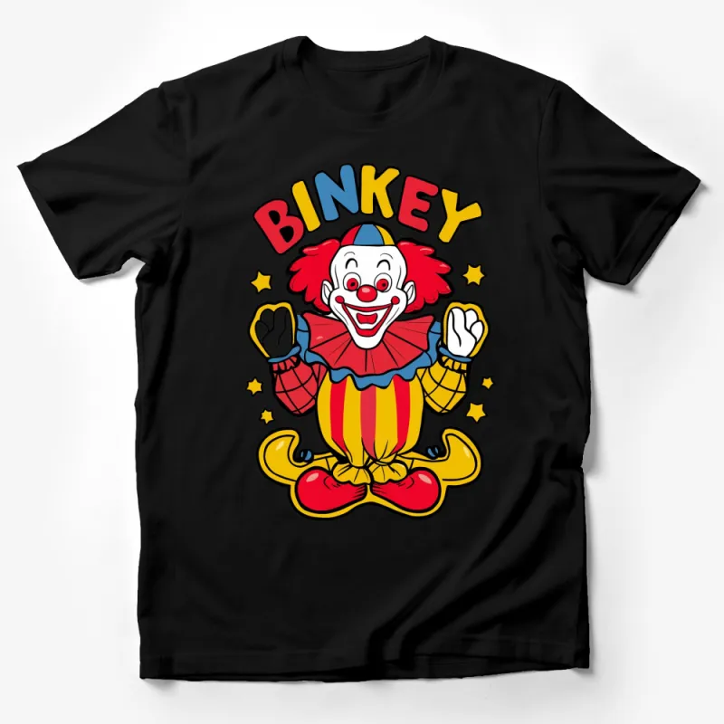 Binky Clown Graphic T-Shirt, Colorful Fun Circus Clown Tee, Kids and Adults Cartoon Shirt Male T-Shirt