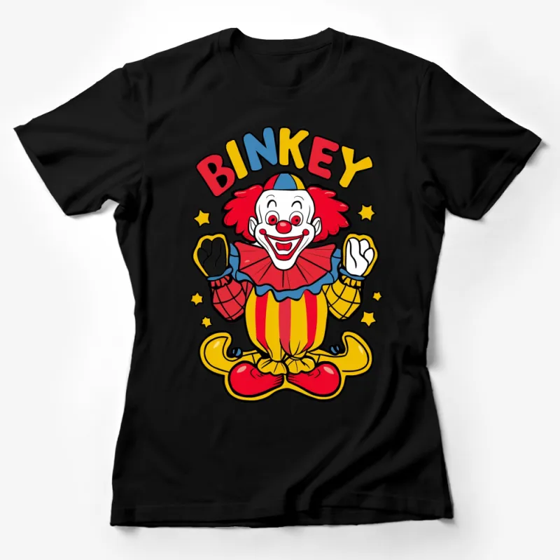 Binky Clown Graphic T-Shirt, Colorful Fun Circus Clown Tee, Kids and Adults Cartoon Shirt Female T-Shirt