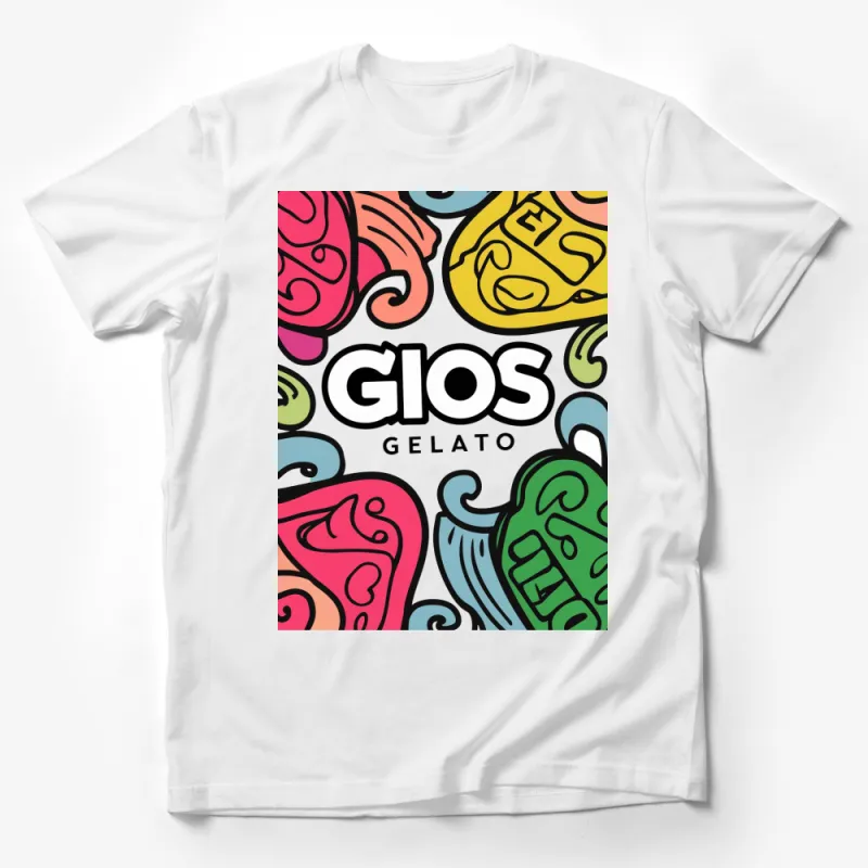 GIOS Gelato Inspired T-Shirt, Colorful Abstract Art, Fashionable Unisex Casual Tee, Ice Cream Lover Gift Male T-Shirt